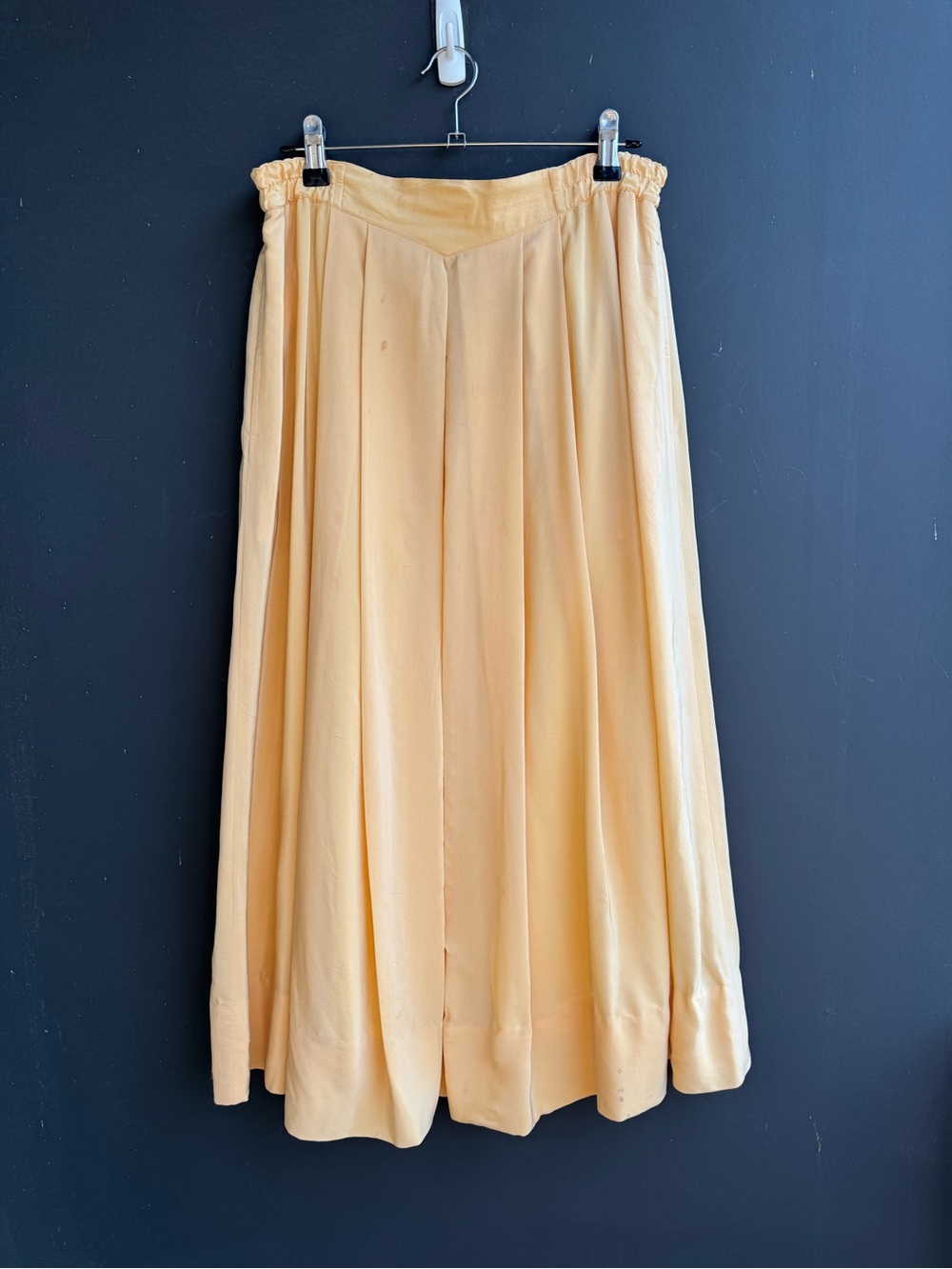 Vintage 100% silk yellow midi skirt